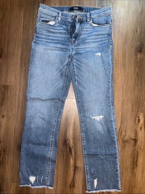 Hudson Jeans Light Blue Straight Leg Distressed Denim